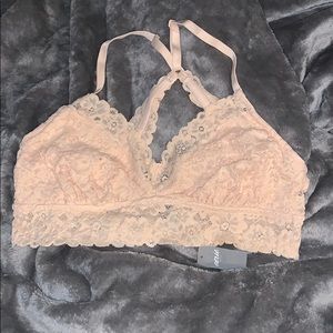 Nude Lace Racerback Bralette - L